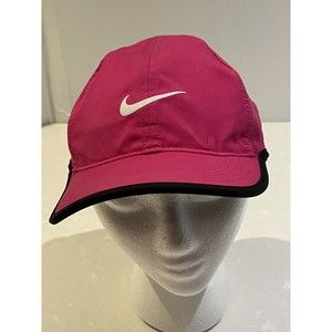 Nike Featherlight Dri-Fit Pink black Hat Swoosh Lightweight runners tennis cap